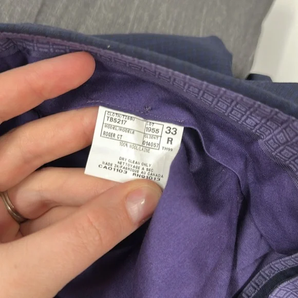 Ted Baket navy blue black Buffalo check wool pants 33R - Picture 7 of 7